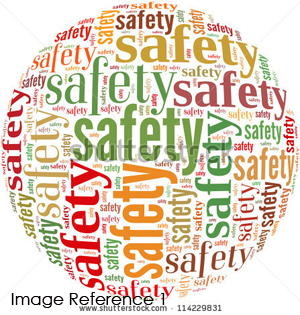 Safety word making up a protective globe