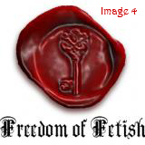 Freedom of fetish stamp in wax