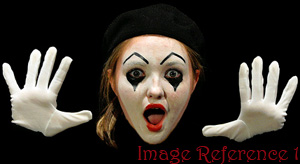 Mime showing hands in non-verbal communication